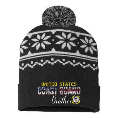 United States Flag American Coast Guard Brother Veteran Day USA-Made Snowflake Beanie