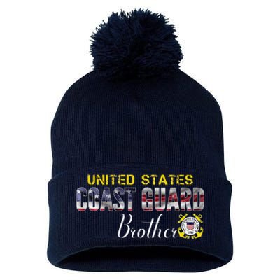 United States Flag American Coast Guard Brother Veteran Day Pom Pom 12in Knit Beanie