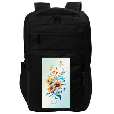 Ukraine Sunflower Floral Pattern Watercolor Art Impact Tech Backpack