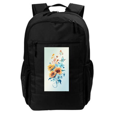 Ukraine Sunflower Floral Pattern Watercolor Art Backpack