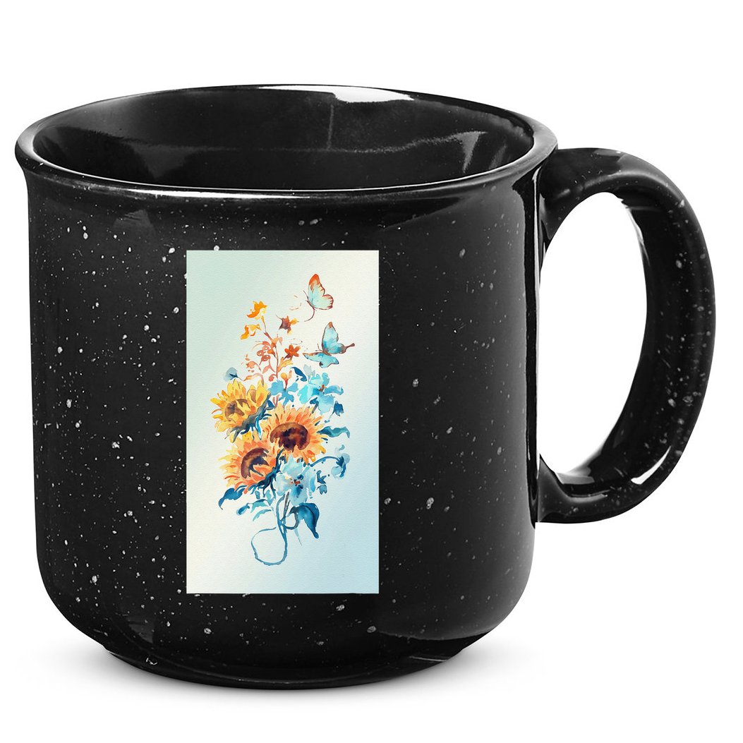 Ukraine Sunflower Floral Pattern Watercolor Art 15oz Campfire Ceramic Mug