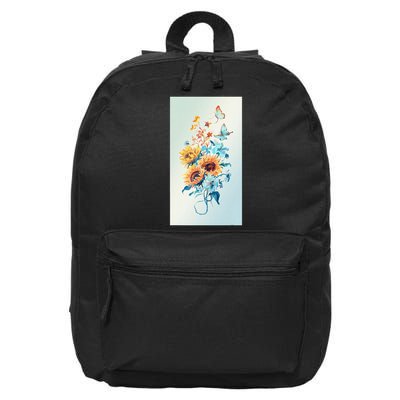Ukraine Sunflower Floral Pattern Watercolor Art 16 in Basic Backpack