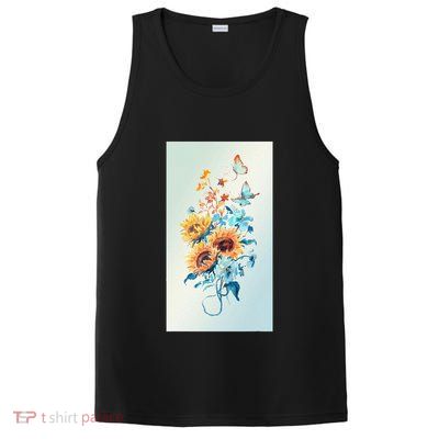 Ukraine Sunflower Floral Pattern Watercolor Art PosiCharge Competitor Tank