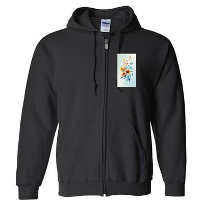 Ukraine Sunflower Floral Pattern Watercolor Art Full Zip Hoodie
