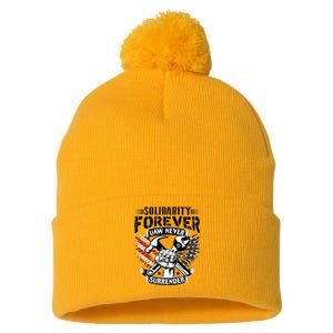 USA Solidarity Forever UAW Never Surrender UAW Union Strong Pom Pom 12in Knit Beanie