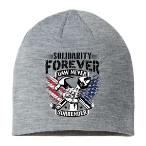 USA Solidarity Forever UAW Never Surrender UAW Union Strong Sustainable Beanie