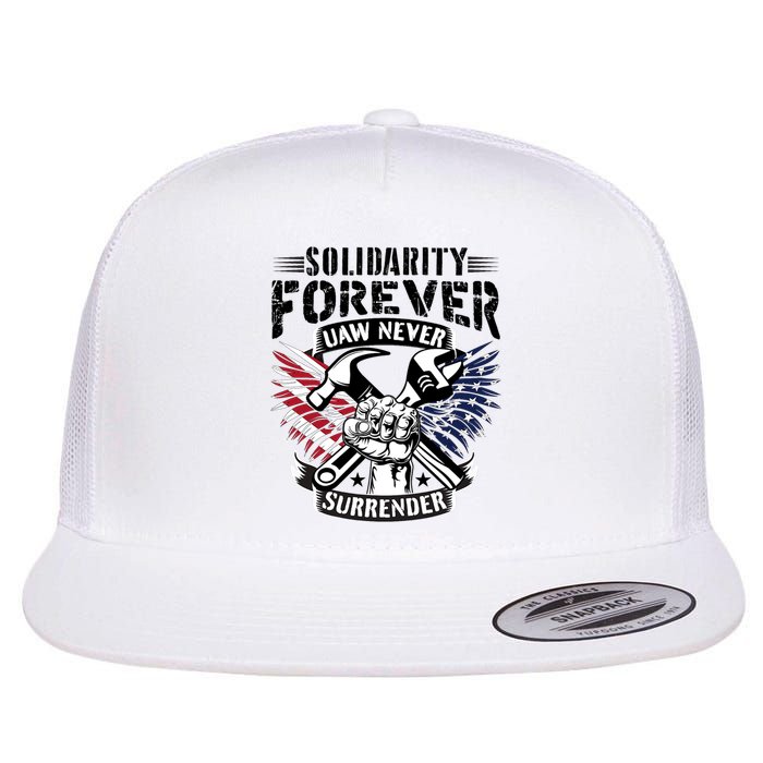 USA Solidarity Forever UAW Never Surrender UAW Union Strong Flat Bill Trucker Hat