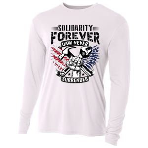 USA Solidarity Forever UAW Never Surrender UAW Union Strong Cooling Performance Long Sleeve Crew