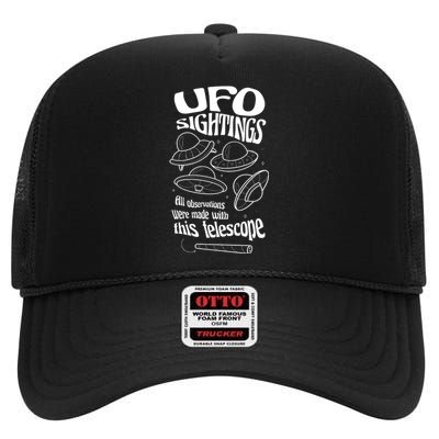 UFO Sightings Funny High Crown Mesh Back Trucker Hat