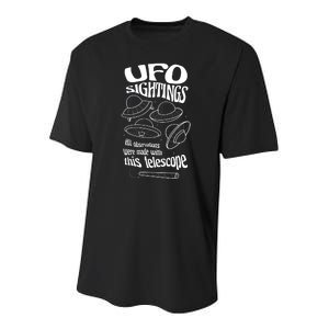 UFO Sightings Funny Youth Performance Sprint T-Shirt