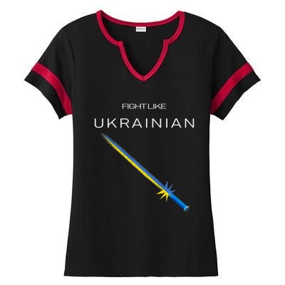 Ukrainian Sword Fight Like Ukrainian Fight Like Ukraine Ladies Halftime Notch Neck Tee