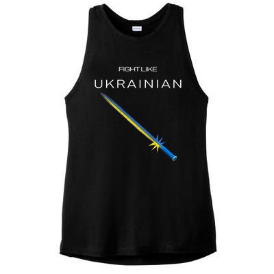 Ukrainian Sword Fight Like Ukrainian Fight Like Ukraine Ladies PosiCharge Tri-Blend Wicking Tank