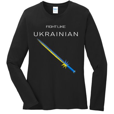 Ukrainian Sword Fight Like Ukrainian Fight Like Ukraine Ladies Long Sleeve Shirt