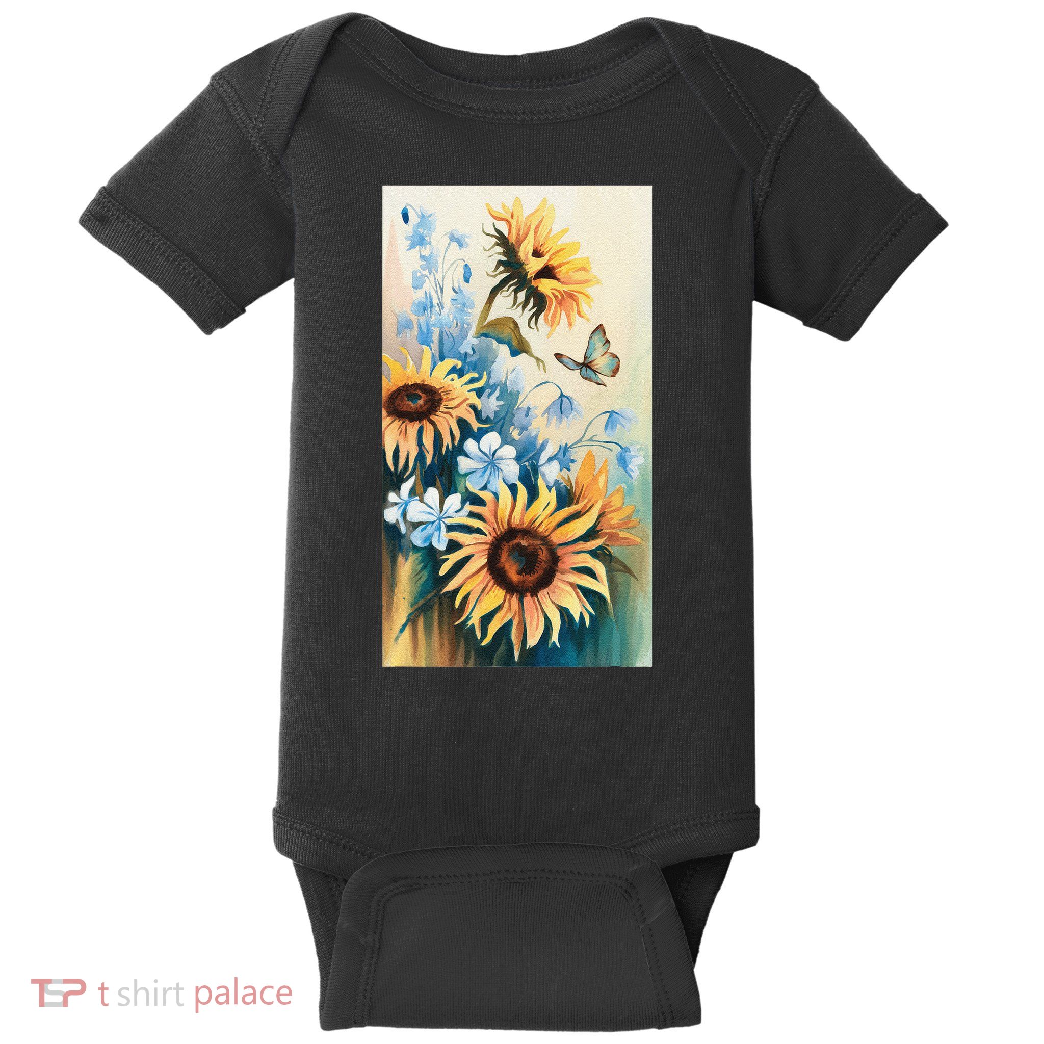 Ukraine Sunflower Floral Pattern Botanical Art Baby Bodysuit