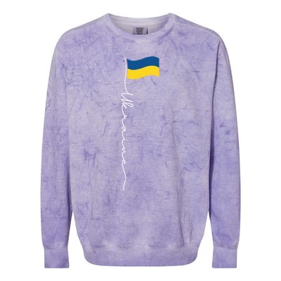 Ukraine Signature Flag Pole Meaningful Gift Patriotic Ukrainian Flag Funny Gift Colorblast Crewneck Sweatshirt