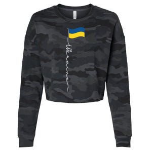 Ukraine Signature Flag Pole Meaningful Gift Patriotic Ukrainian Flag Funny Gift Cropped Pullover Crew