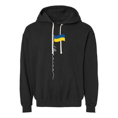 Ukraine Signature Flag Pole Meaningful Gift Patriotic Ukrainian Flag Funny Gift Garment-Dyed Fleece Hoodie