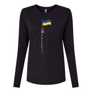 Ukraine Signature Flag Pole Meaningful Gift Patriotic Ukrainian Flag Funny Gift Womens Cotton Relaxed Long Sleeve T-Shirt