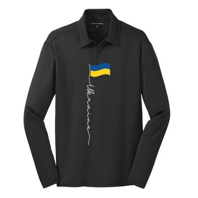 Ukraine Signature Flag Pole Meaningful Gift Patriotic Ukrainian Flag Funny Gift Silk Touch Performance Long Sleeve Polo