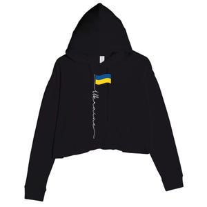 Ukraine Signature Flag Pole Meaningful Gift Patriotic Ukrainian Flag Funny Gift Crop Fleece Hoodie