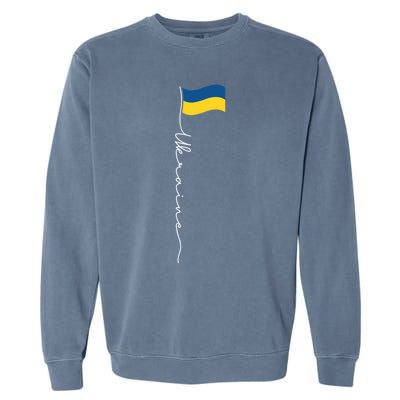 Ukraine Signature Flag Pole Meaningful Gift Patriotic Ukrainian Flag Funny Gift Garment-Dyed Sweatshirt