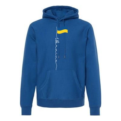 Ukraine Signature Flag Pole Meaningful Gift Patriotic Ukrainian Flag Funny Gift Premium Hoodie