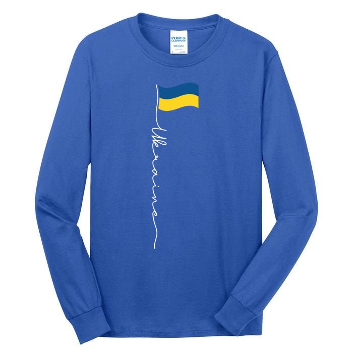 Ukraine Signature Flag Pole Meaningful Gift Patriotic Ukrainian Flag Funny Gift Tall Long Sleeve T-Shirt