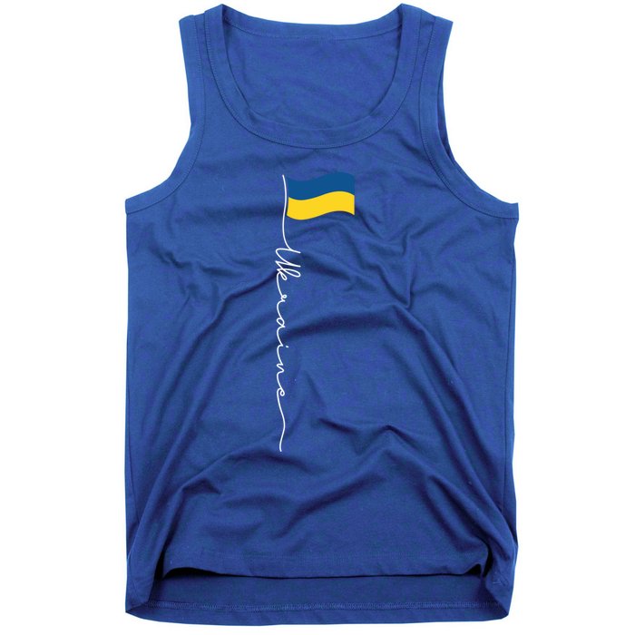 Ukraine Signature Flag Pole Meaningful Gift Patriotic Ukrainian Flag Funny Gift Tank Top