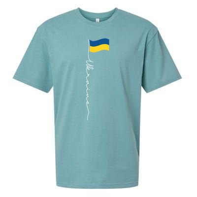 Ukraine Signature Flag Pole Meaningful Gift Patriotic Ukrainian Flag Funny Gift Sueded Cloud Jersey T-Shirt