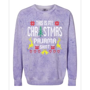 Ugly Sweater Funny This Is My Christmas Pajama Gift Colorblast Crewneck Sweatshirt