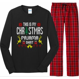 Ugly Sweater Funny This Is My Christmas Pajama Gift Long Sleeve Pajama Set