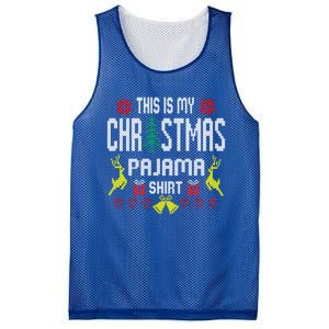 Ugly Sweater Funny This Is My Christmas Pajama Gift Mesh Reversible Basketball Jersey Tank