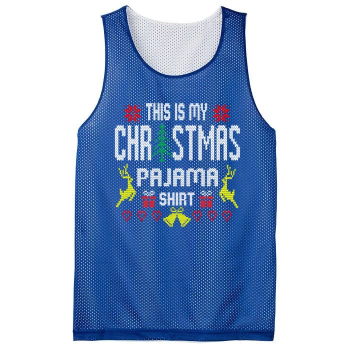 Ugly Sweater Funny This Is My Christmas Pajama Gift Mesh Reversible Basketball Jersey Tank