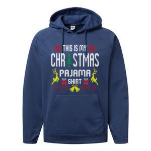 Ugly Sweater Funny This Is My Christmas Pajama Gift Performance Fleece Hoodie