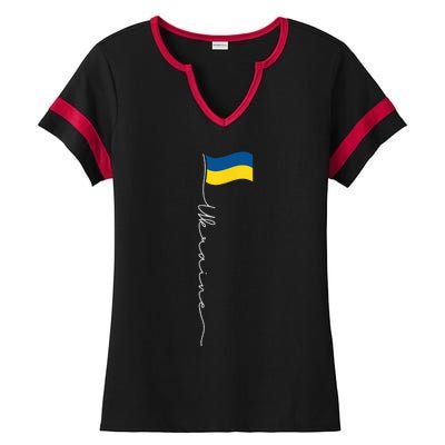 Ukraine Signature Flag Pole Ladies Halftime Notch Neck Tee