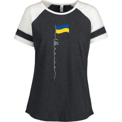 Ukraine Signature Flag Pole Enza Ladies Jersey Colorblock Tee