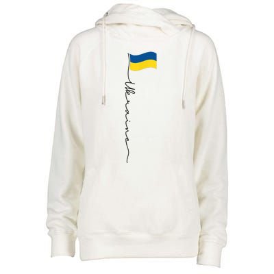 Ukraine Signature Flag Pole Womens Funnel Neck Pullover Hood