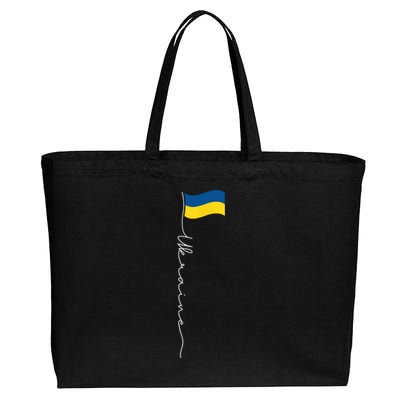 Ukraine Signature Flag Pole Cotton Canvas Jumbo Tote