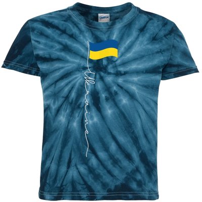 Ukraine Signature Flag Pole Kids Tie-Dye T-Shirt