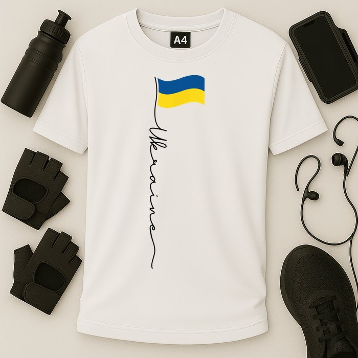 Ukraine Signature Flag Pole Cooling Performance Crew T-Shirt