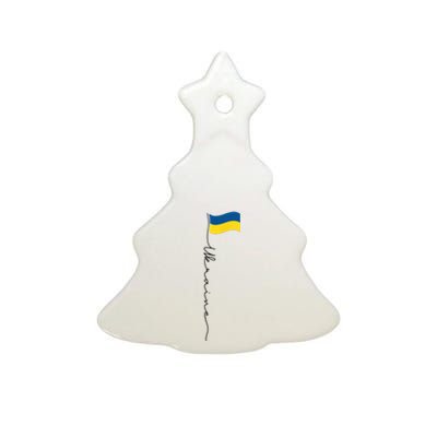 Ukraine Signature Flag Pole Ceramic Tree Ornament