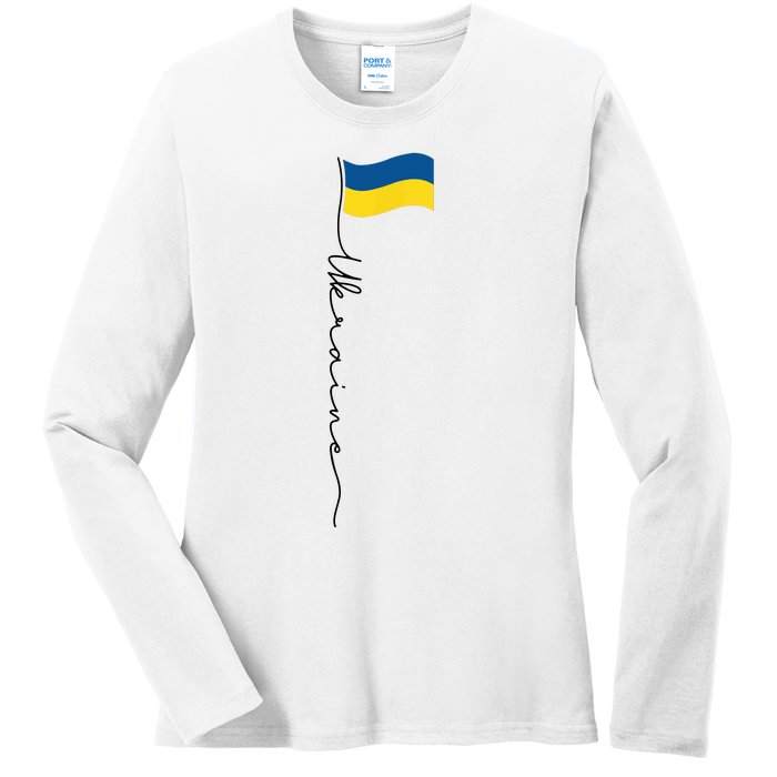 Ukraine Signature Flag Pole Ladies Long Sleeve Shirt