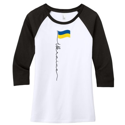 Ukraine Signature Flag Pole Women's Tri-Blend 3/4-Sleeve Raglan Shirt