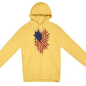 United States Flag Integrated With A Modern Premium Pullover Hoodie