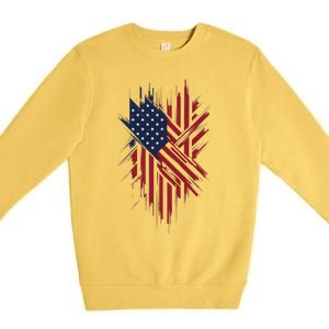 United States Flag Integrated With A Modern Premium Crewneck Sweatshirt