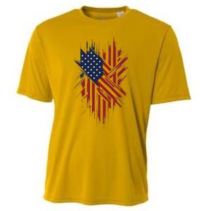 United States Flag Integrated With A Modern Cooling Performance Crew T-Shirt