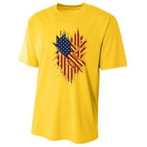 United States Flag Integrated With A Modern Performance Sprint T-Shirt