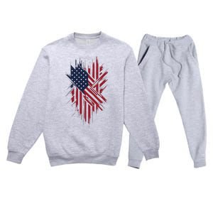 United States Flag Integrated With A Modern Premium Crewneck Sweatsuit Set