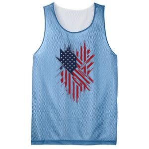 United States Flag Integrated With A Modern Mesh Reversible Basketball Jersey Tank