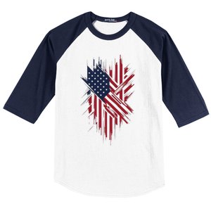 United States Flag Integrated With A Modern Baseball Sleeve Shirt